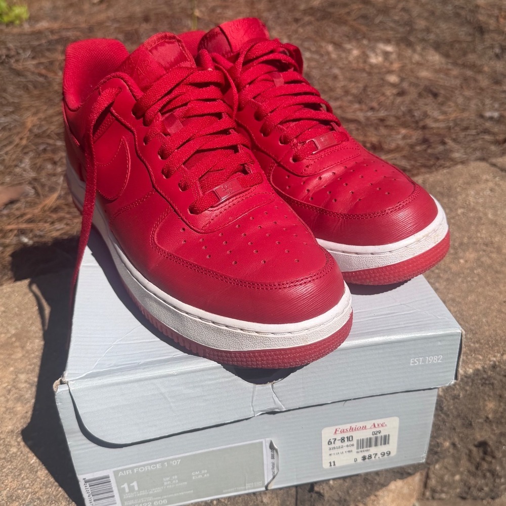 Nike Air Force 1 07 Varsity Red White Low Top Sneakers 315122-606 Mens 11
